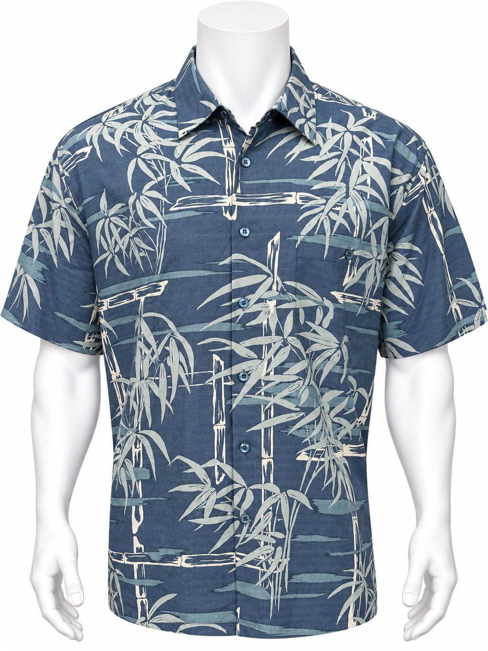 Tori Richard Blue Tan Floral Bamboo Print Hawaiian 100% Silk Shirt Size Large